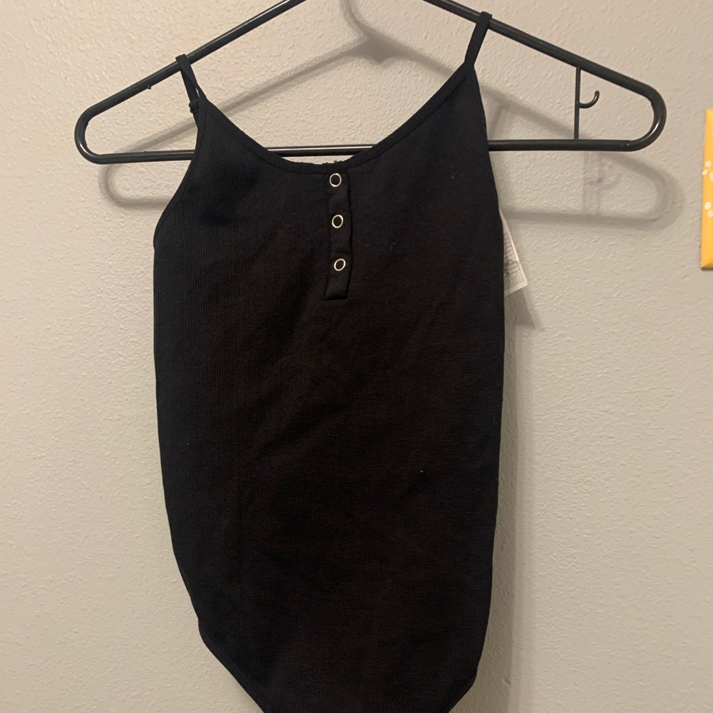 black spaghetti strap thong bodysuit